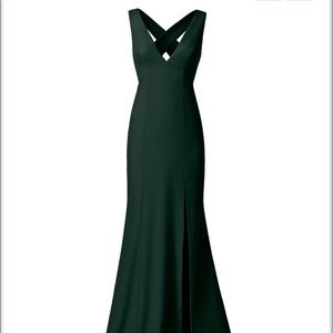 Amsale Annalise Hunter Green Halter Dress Size 18.